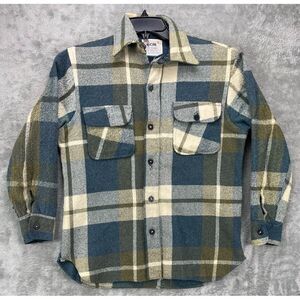 VTG CPO Plaid Flannel Shacket Shirt Size Small‎ Wool Blend Long Sleeve Button Up